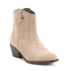 BARBOUR Taupe Made In Portugal Suede Western Booties